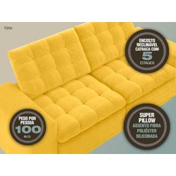 Sofá 3 Lugares Titan Assento Retrátil e Reclinável Canario 2,00M - Netsofás - 2
