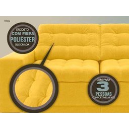 Sofá 3 Lugares Titan Assento Retrátil e Reclinável Canario 2,00M - Netsofás - 4