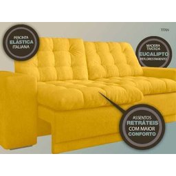 Sofá 3 Lugares Titan Assento Retrátil e Reclinável Canario 2,00M - Netsofás - 7