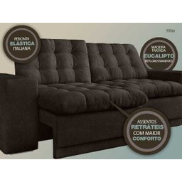 Sofá 3 Lugares Titan Assento Retrátil e Reclinável Chocolate 2,00M - Netsofás - 7