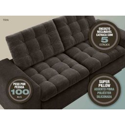 Sofá 3 Lugares Titan Assento Retrátil e Reclinável Chocolate 2,00M - Netsofás - 2