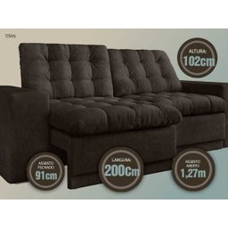 Sofá 3 Lugares Titan Assento Retrátil e Reclinável Chocolate 2,00M - Netsofás - 3
