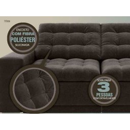 Sofá 3 Lugares Titan Assento Retrátil e Reclinável Chocolate 2,00M - Netsofás - 4