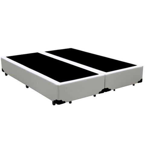 Cama Box King Bipartido King Design Sintético Branco 193x203x40