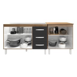 Armário Cozinha Gabinete Pia de 120 cm Bruna e Balcão Jane para Forno Elétrico ou Microondas Savana  - 5