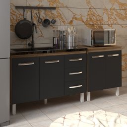 Armário Cozinha Gabinete Pia de 120 cm Bruna e Balcão Jane para Forno Elétrico ou Microondas Savana  - 2