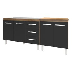 Armário Cozinha Gabinete Pia de 120 cm Bruna e Balcão Jane para Forno Elétrico ou Microondas Savana  - 4