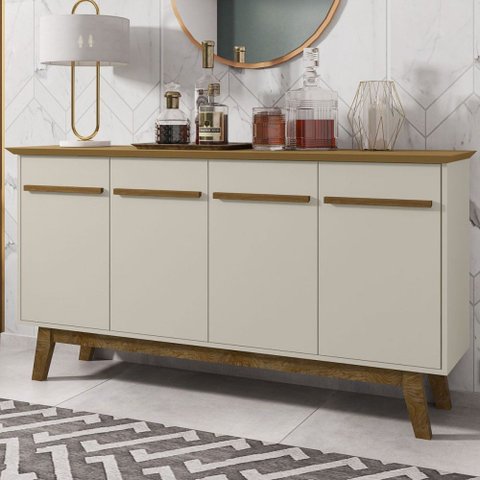 Balcão Buffet 4 Portas Régis Cinamomo/off White - Pnr Móveis