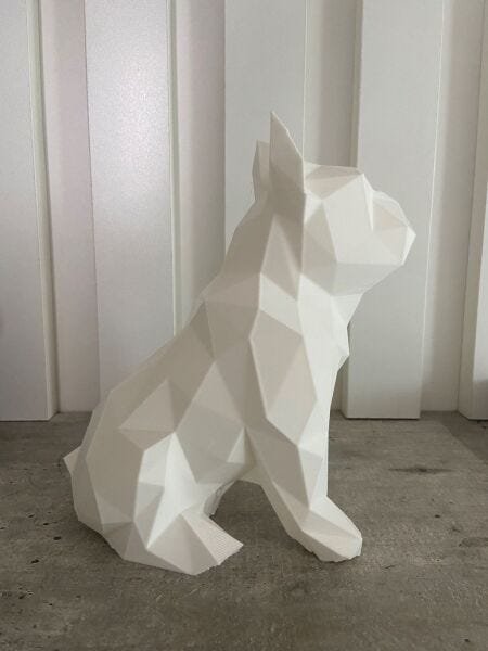 Bulldog Francês low poly impressão 3D Branco - 2