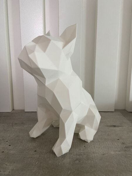Bulldog Francês low poly impressão 3D Branco - 1