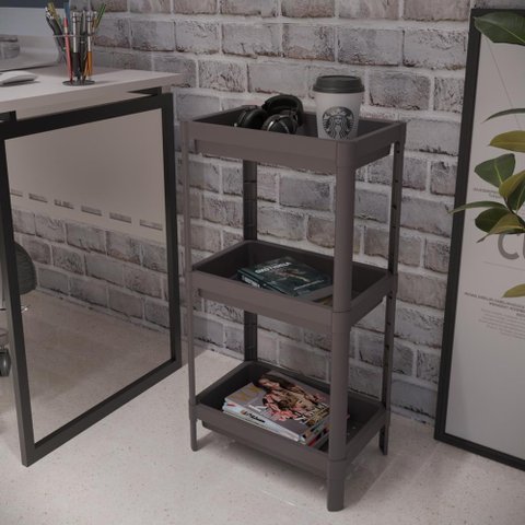 Estante Geo Multiuso Organizador Compacto 3 Prateleiras 76cm - Cinza