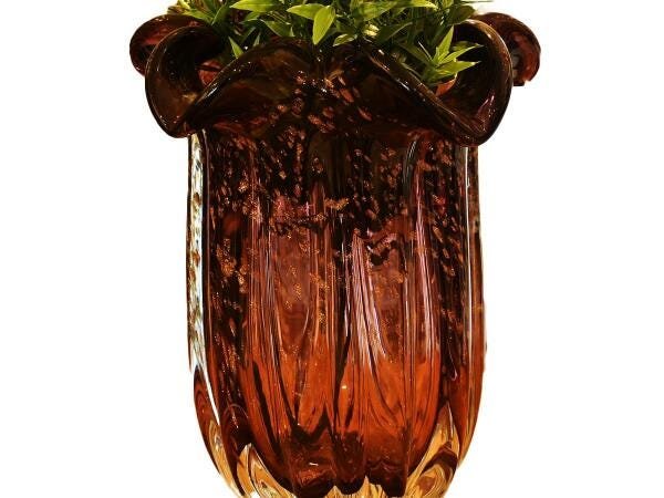 Vaso De Vidro Murano Sodo-calcico Flat Purpura e Rose 18x21cm - 3