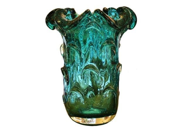 Vaso De Vidro Murano Azul Tiffany - 1