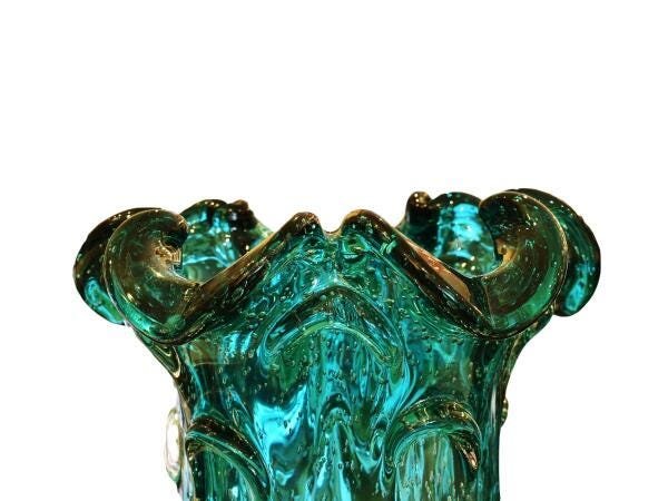 Vaso De Vidro Murano Azul Tiffany - 3