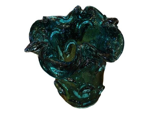 Vaso De Vidro Murano Azul Tiffany - 4