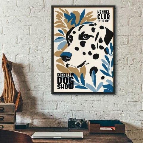 Quadro Dálmata - Berlin Dog Show Poster 33x24cm:moldura Preta