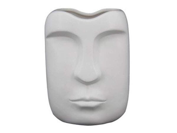 Vaso De Cerâmica Com Formato De Rosto Branco - 1