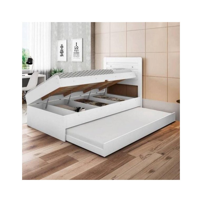 Cama Baú com Cama Auxiliar Larissa Branco - Framar