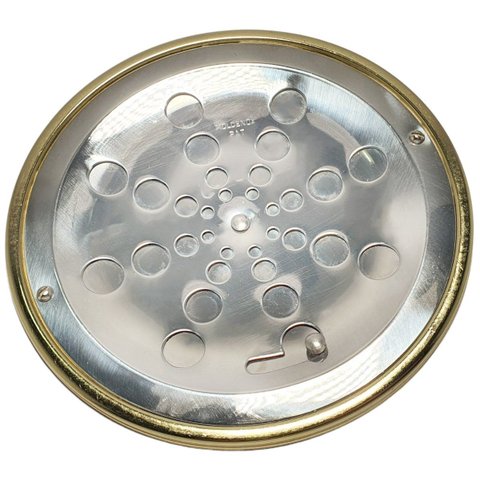 Grelha Redonda Cromado com Caixilho Dourado 15x15 - 923acs Moldenox 923-acs
