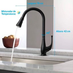 Torneira Gourmet Misturador Black Cozinha Alto Padrão com Ducha Extensível e Monocomando - 2