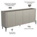 Ver imagem 6 de Aparador Buffet para Sala de Jantar 4 Portas Pés Industrial Preto Naim I03 Grigio - Lyam Decor
