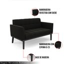 Ver imagem 3 de Poltrona Namoradeira Decorativa Karen Pés Fixo em Madeira Preto Suede Preto G19 - Gran Belo