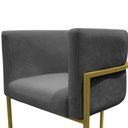 Ver imagem 3 de Kit 2 Poltronas Reforçada Decorativa Sala Carla Base Ferro Dourada Suede Cinza