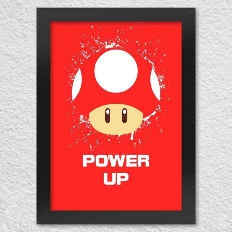 POSTER COM MOLDURA COGUMELO POWER UP - 2