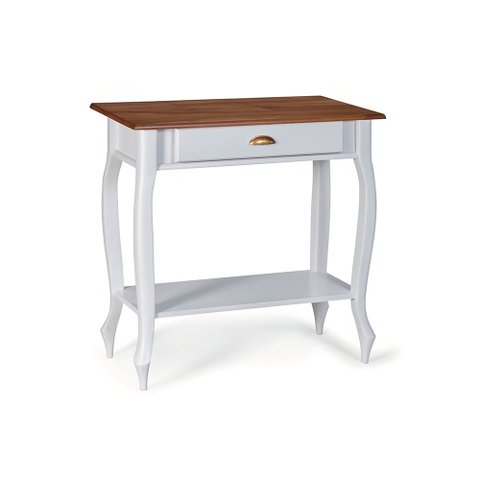 Bancada Aparador Mini Lavabo 1 Gaveta Pés Luiz Xv Dália 3062 Linz Móveis - Off White/imbuia Glazer