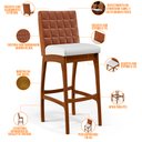 Ver imagem 4 de Kit 02 Banquetas Altas Cozinha Sala Jantar Fixa Mila B04 Couríssimo Camel Corano Branco - Lyam