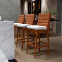 Ver imagem 2 de Kit 02 Banquetas Altas Cozinha Sala Jantar Fixa Mila B04 Couríssimo Camel Corano Branco - Lyam