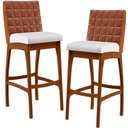 Ver imagem 1 de Kit 02 Banquetas Altas Cozinha Sala Jantar Fixa Mila B04 Couríssimo Camel Corano Branco - Lyam