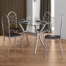 Conjunto de Mesa Leon 120x80cm com 4 Cadeiras Nice Cromado e Tampo de Vidro Tubform - 1