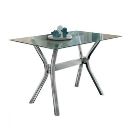 Conjunto de Mesa Leon 120x80cm com 4 Cadeiras Nice Cromado e Tampo de Vidro Tubform - 4