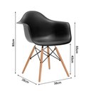 Ver imagem 6 de Mesa Jantar Industrial Preta 110cm Redonda Base V Ferro Preto com 4 Poltronas Eiffel Pretas Madeira