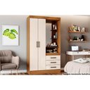 Ver imagem 1 de Guarda Roupa Solteiro 2 Portas e 3 Gavetas C/ Espelho Briz B64 Nature/off White - Henn