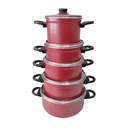 Ver imagem 2 de Jogo de Panelas Alumínio Caçarola 5 Peças 5 Peças 3 Cores Disponiveis Cor:vermelha
