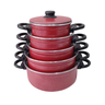 Jogo de Panelas Alumínio Caçarola 5 Peças 5 Peças 3 Cores Disponiveis Cor:vermelha - 1
