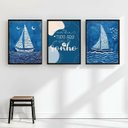 Ver imagem 1 de Kit 3 Quadros Arte Nautica Azul - Sonho 24x18cm:moldura Branca
