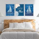Ver imagem 2 de Kit 3 Quadros Arte Nautica Azul - Sonho 24x18cm:moldura Branca