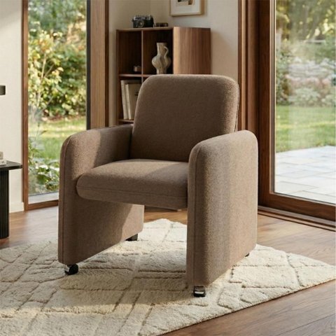 Poltrona Roma Decorativa Bouclê para Sala Matrix Cor:bouclê Marrom