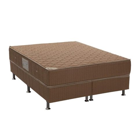 Cama Box Queen: Colchão Molas Ortobom Hotelaria Nanolastic Orthotel Spring + Base CRC Orthotel Marro