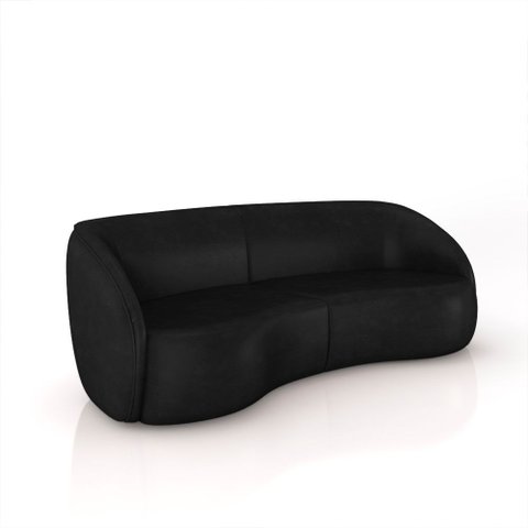 Sofá Decorativo Sala de Estar Bipartido 240cm Clarke Pu Preto Manchado G45 - Gran Belo