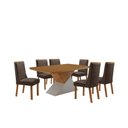 Ver imagem 1 de Mesa de Jantar Aster 180cm Tampo MDF Laminado Canto Copo com 6 Cadeiras Carolina
