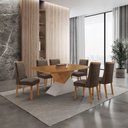 Ver imagem 4 de Mesa de Jantar Aster 180cm Tampo MDF Laminado Canto Copo com 6 Cadeiras Carolina