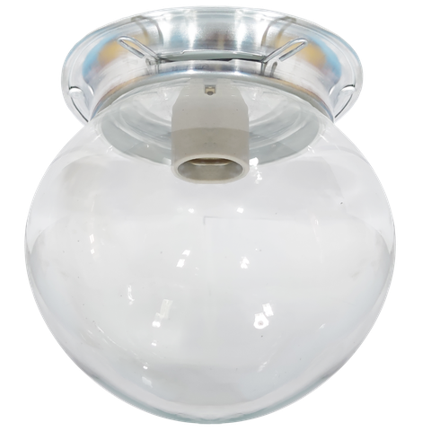 Plafon Colonial Aluminio Natural Globo Incolor 10x20 Retrô