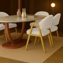 Ver imagem 2 de Cadeira de Jantar Antonella Veludo Estilo Poltrona com Pés Dourado - 7 Decor Branco