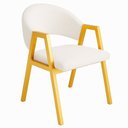 Ver imagem 1 de Cadeira de Jantar Antonella Veludo Estilo Poltrona com Pés Dourado - 7 Decor Branco