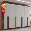 Ver mais imagens de Guarda-Roupa Casal 100% MDF 8 Portas 8 Gavetas Império Marrom Castanho/Off White