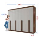 Ver imagem 3 de Guarda-Roupa Casal 100% MDF 8 Portas 8 Gavetas Império Marrom Castanho/Off White